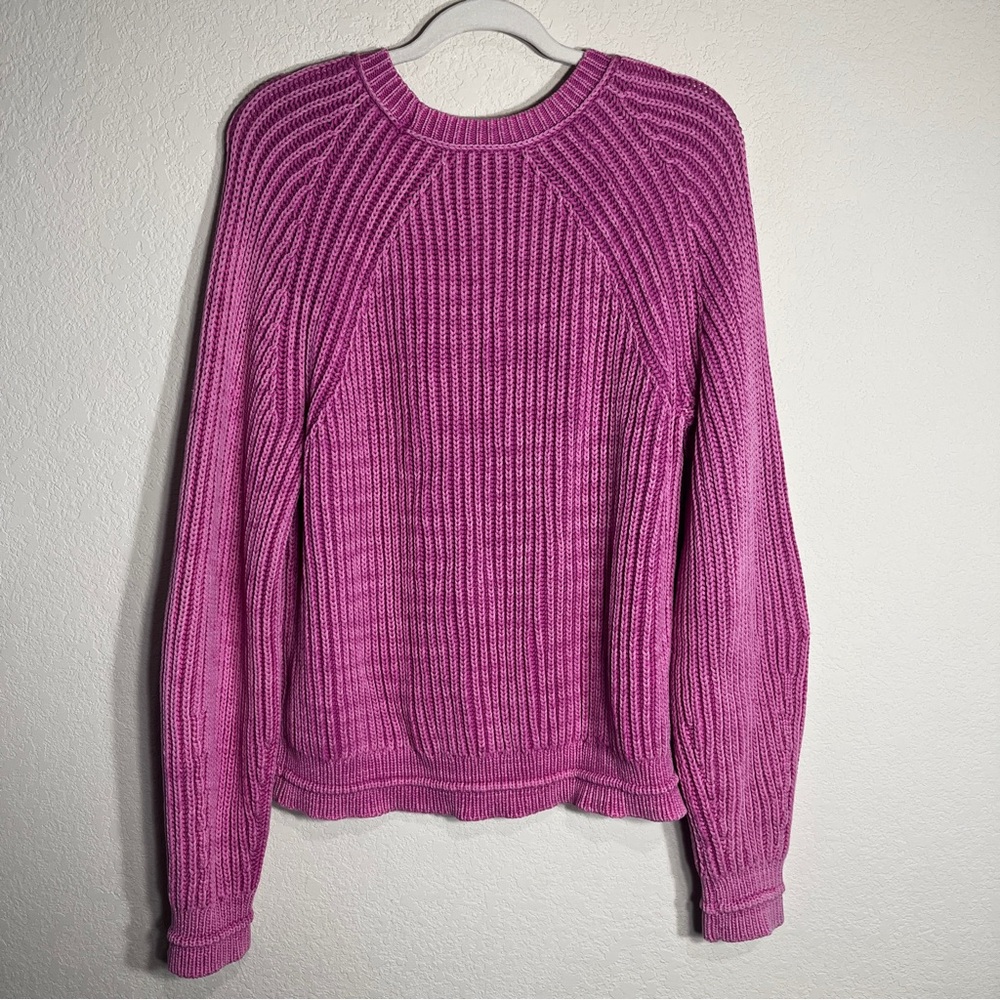 NWT J. Crew Women  Pink Washed Crew Neck Coastal Ribbed Cable Knit Sweater SZ XL - Picture 6 of 10